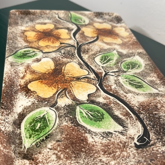 1960’s Vintage Mid Century Modern Yellow Flowers Vanity Tray - Picture 4 of 9